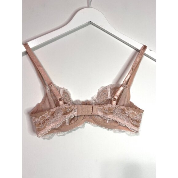 Wacoal Blush Pink Lace Affair Bra Nude 851256 Underwire Sheer Coquette 32C - Picture 6 of 6
